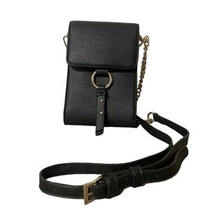 Black Vertical One Shoulder Messenger Bag Ladies Bag gold accents